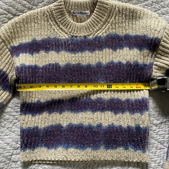 ACNE STUDIOS Kelecta Stripe Wool Blend Sweater In Beige/Blue - Picture 6 of 11